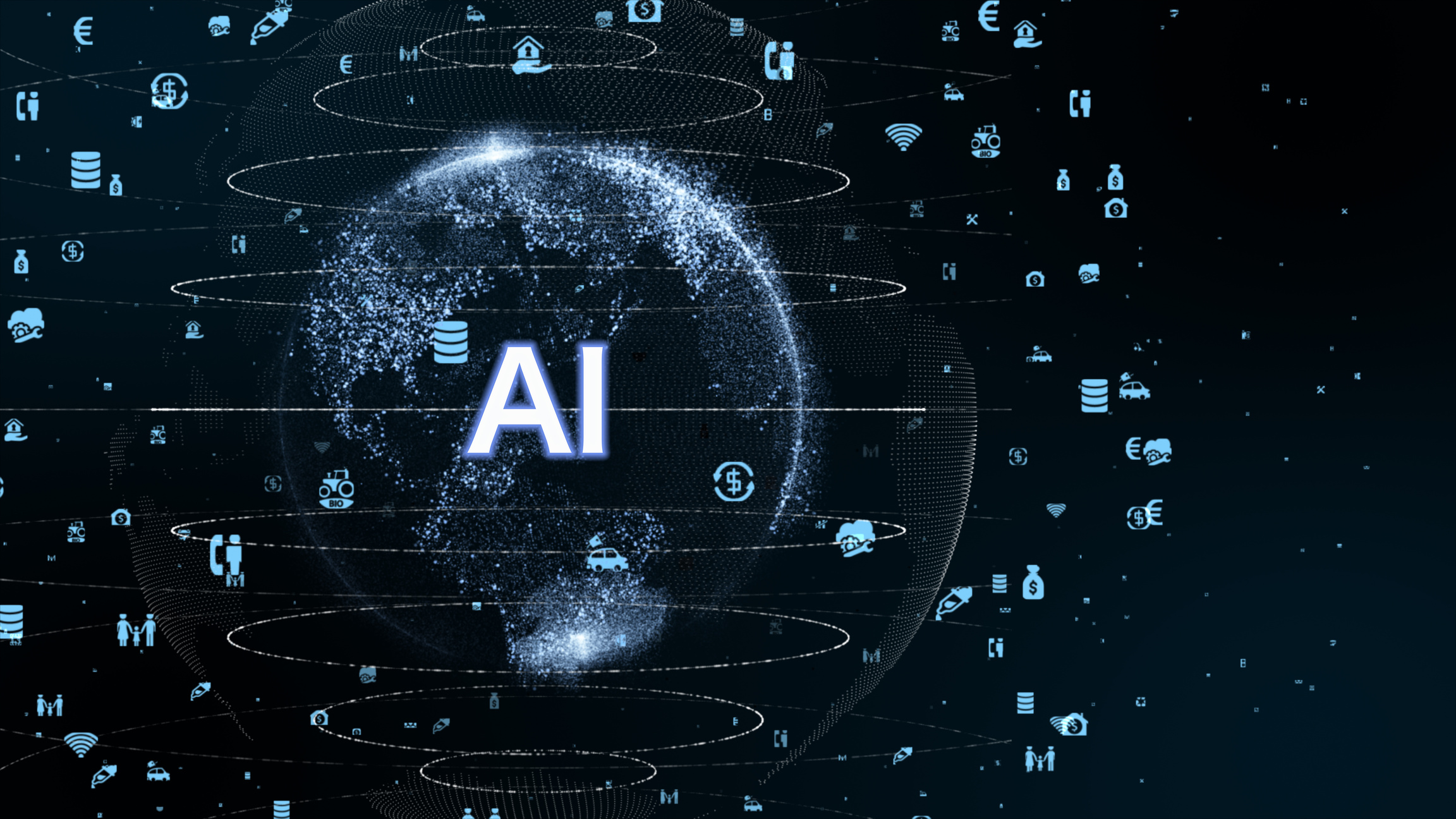 5G and AI technology, Global communication network concept.